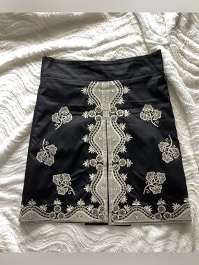 Elegant Black Embroidered Skirt from le chateau. Size 9/10.